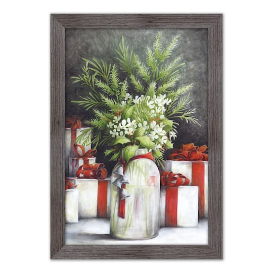 Christmas Flower Vase Western Gray Framed Print